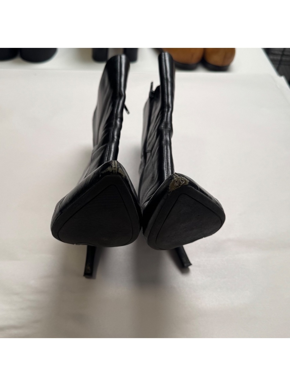 Nine West Vintage Y2K Black Leather Pointed Toe Stiletto Ankle Boots US 6.5M - Picture 7 of 8